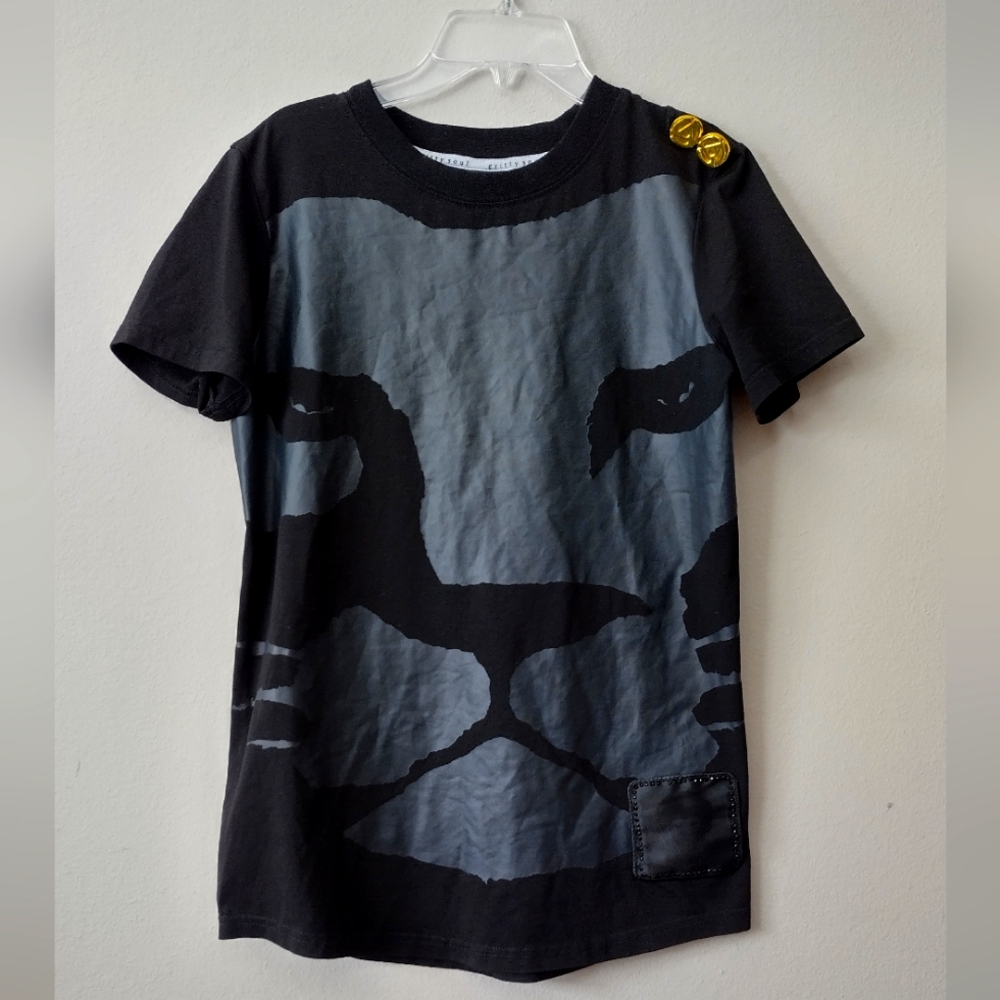 Black On Black Lions Face T Shirt